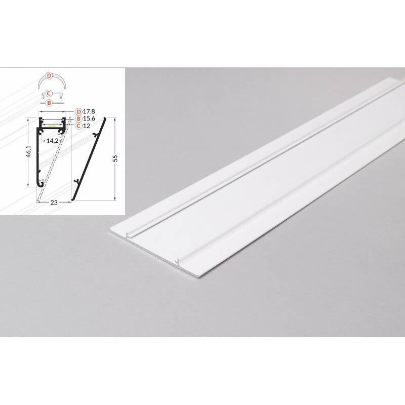 2 meter led profil wall 10mm frontblende weiss lackiert serie m