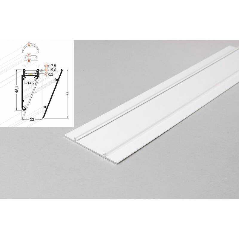 4 meter led profil wall 10mm frontblende weiss lackiert serie m