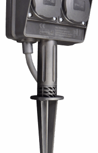 Gartensteckdose IP44 2-Fach Erdspieß 3m Kabel