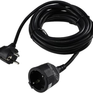 Schutzkontakt-Verlängerung, 5m, schwarz H05VV-F3G 1,5mm² 16A/250V