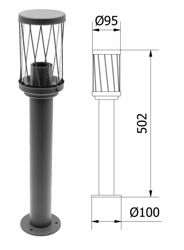Standleuchte Kerta IP44 50cm E27 230Volt