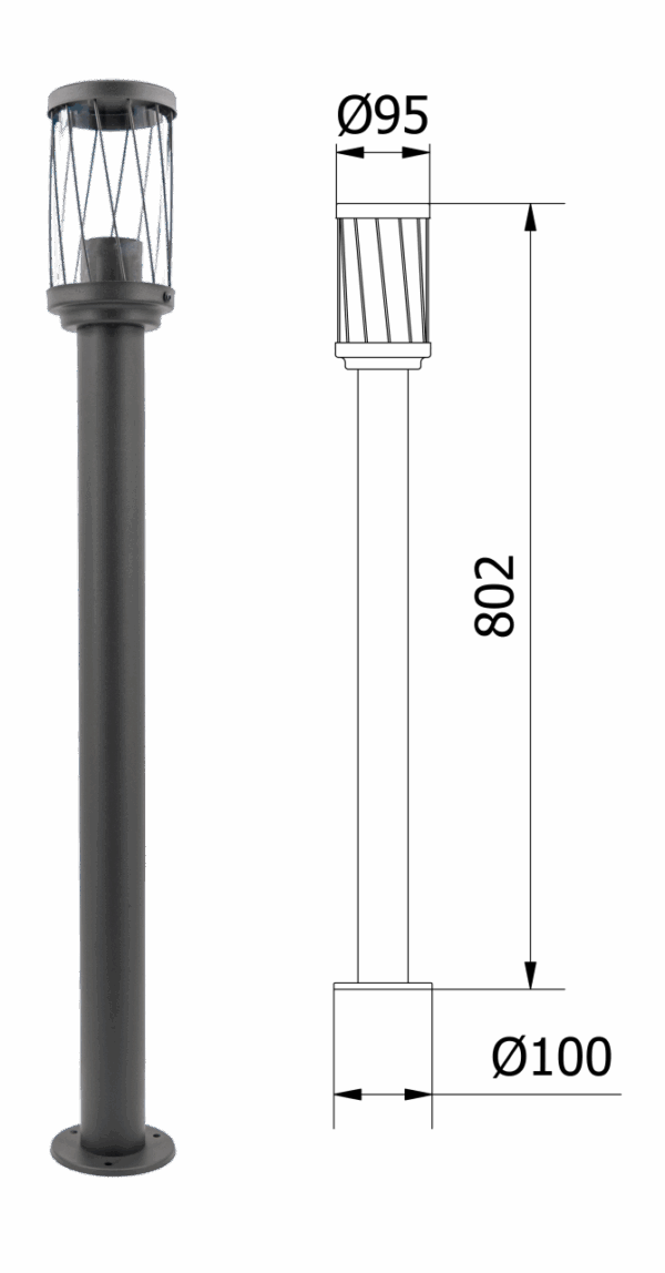 Standleuchte Kerta IP44 80cm E27 230Volt