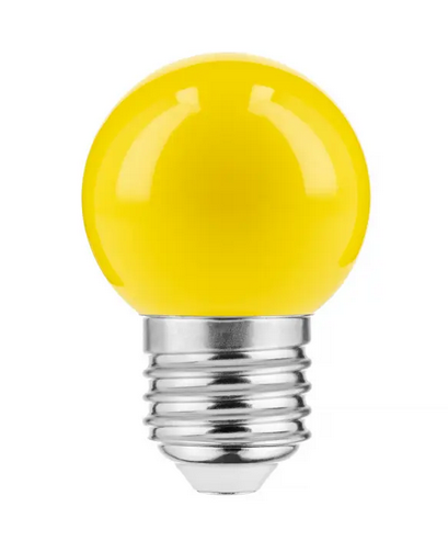 E27 LED Leuchtmittel GELB 1Watt 50Lumen 45mm Durchmesser 1 E27 LED Leuchtmittel GELB 1Watt 50Lumen 45mm Durchmesser