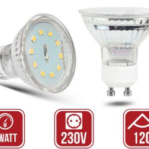 GU10 5Watt LED Leuchtmittel Glas 120°