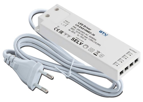 15Watt LED Trafo mit 4x Mini-AMP-Buchsen 1 15Watt LED Trafo mit 4x Mini-AMP-Buchsen