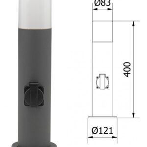 Standleuchte Corta 40cm + Steckdose IP44 E27