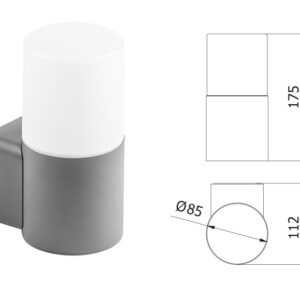Wandleuchte Corta IP44 Grau E27 230Volt