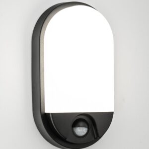 Wand- Deckenleuchte mit Bewegungsmelder 15Watt schwarz oval