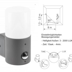 Wandleuchte Corta mit Bewegungsmelder E27 Sockel