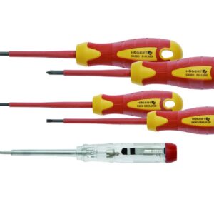 Schraubendreher-Satz 1000 V – 5-teilig, inklusive Spannungsprüfer