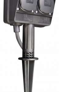 Gartensteckdose IP44 2-Fach Erdspieß 3m Kabel