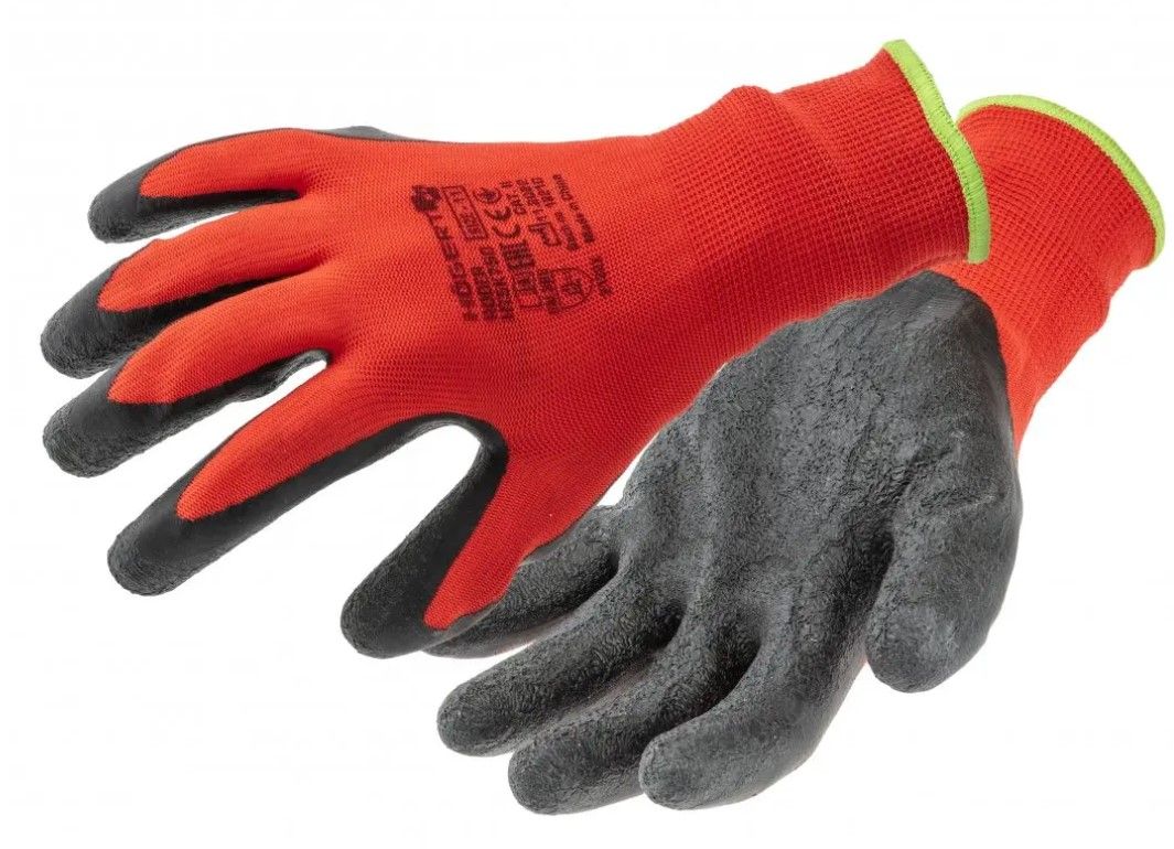 RODER latexbeschichtete Schutzhandschuhe – Rot/Schwarz 1 RODER latexbeschichtete Schutzhandschuhe – Rot/Schwarz