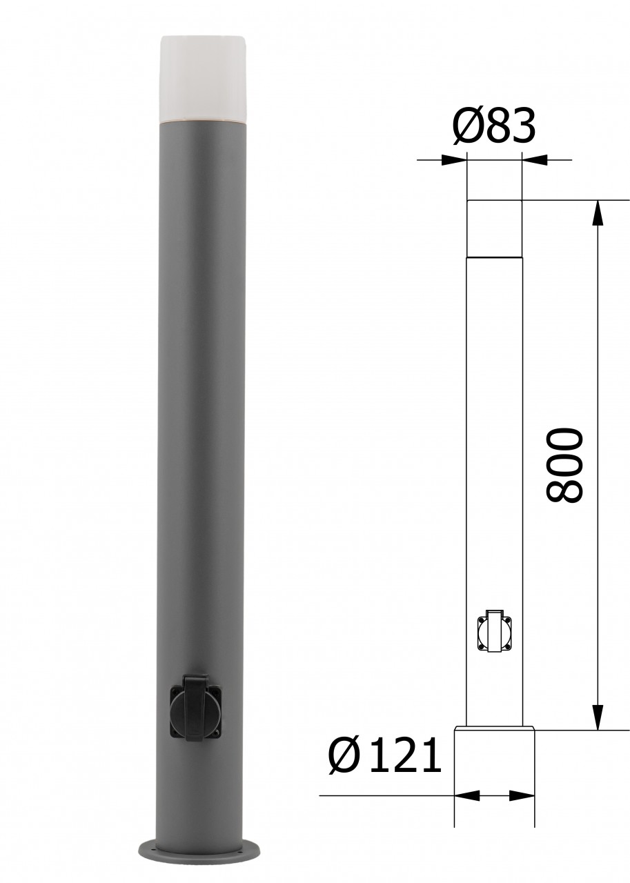 Standleuchte Corta 80cm + Steckdose IP44 E27 1 Standleuchte Corta 80cm + Steckdose IP44 E27