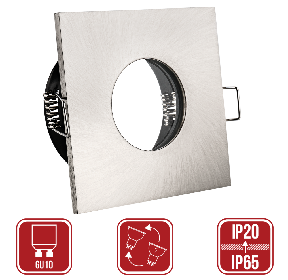 GU10 Quadratischer Einbaustrahler Badezimmer Dusche IP65 Einbauspot Deckenleuchte