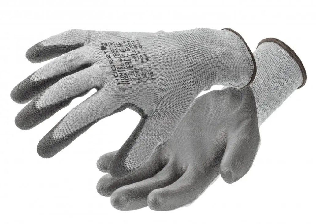 HUNTE PU-beschichtete Schutzhandschuhe grau/schwarz 1 HUNTE PU-beschichtete Schutzhandschuhe grau/schwarz